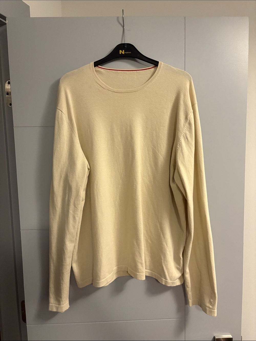 Hugo boss Cream Long-Sleeve Crewneck Shirt